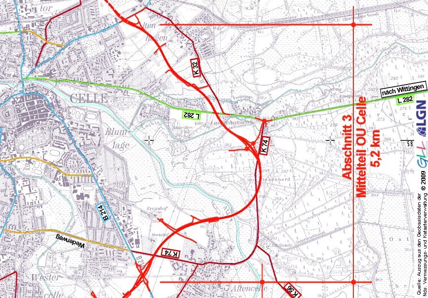 ortsumgehung celle karte Verlegung der B 3 von nordöstlich bis südöstlich Celle 